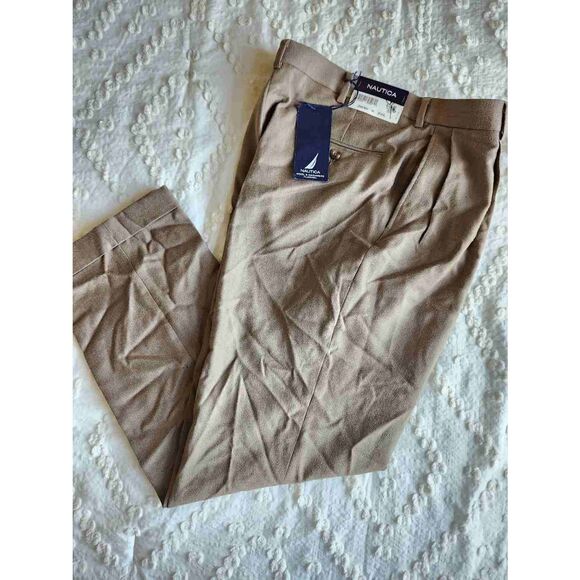Nautica 36x32 oatmeal Brantley Wool Cashmere soft dress men's pants - Picture 2 of 9